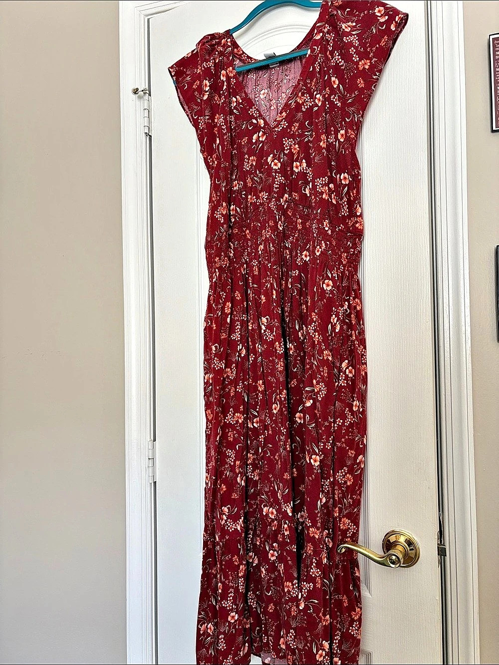 Old Navy Waist-Defined Flutter-Sleeve Smocked Floral Midi Dress Floral Maxi